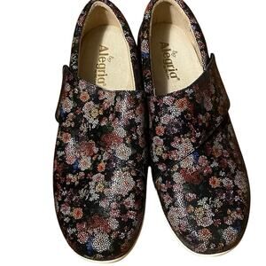 ALEGRIA "TRAQ Qin" Women's Leather Slip-On Sneaker, Floral Print, Size 11.5 - 12